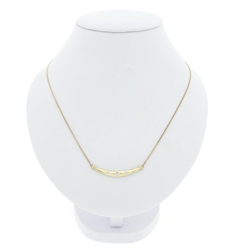 Image 1 of Gold gourmet link necklace with a fixed pendant and diamond; 0.005 ct. | 41.5 cm