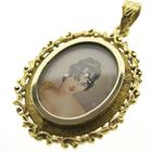 Image 5 of Antique two-tone gold pendant with enamel portrait