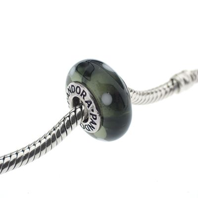 Image 2 of Pandora charm; Silver; Black/White Polka Dots