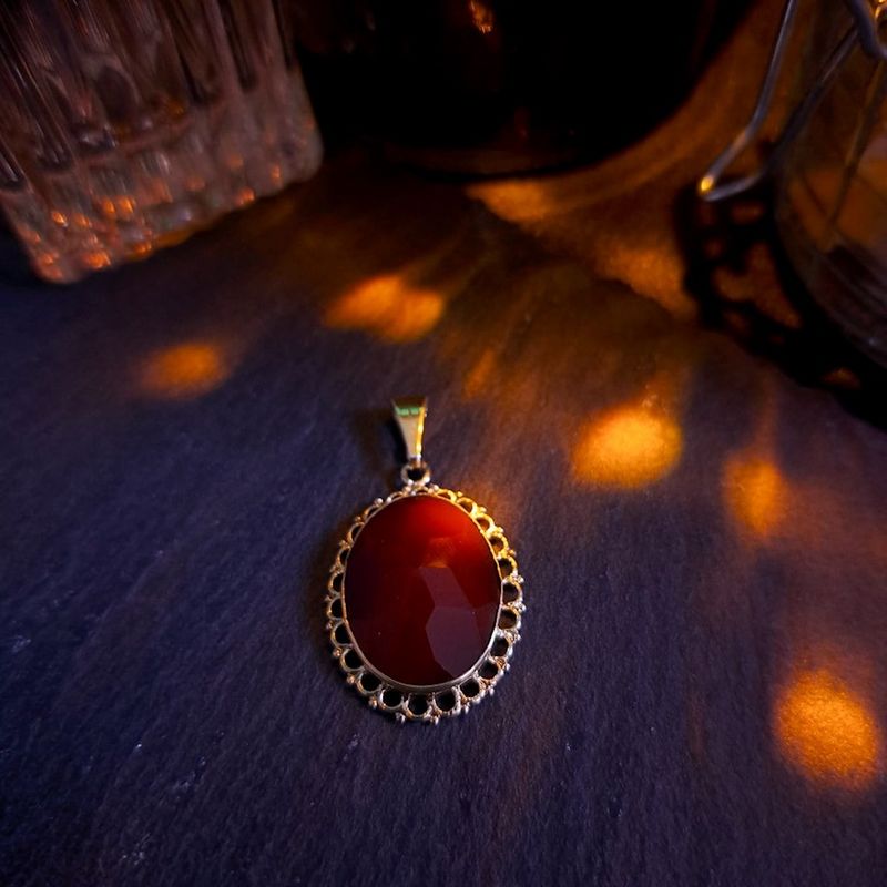 Image 2 of Vintage gold pendant with carnelian