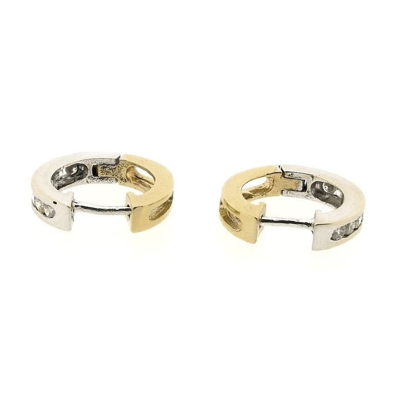 Image 7 of Two-tone gold hoop earrings with zirconia; Ø 15.1 mm