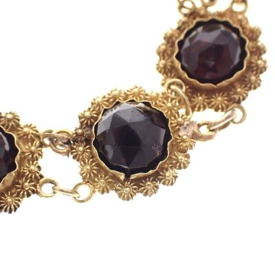 Image 2 of Antique gold boat bracelet with garnet