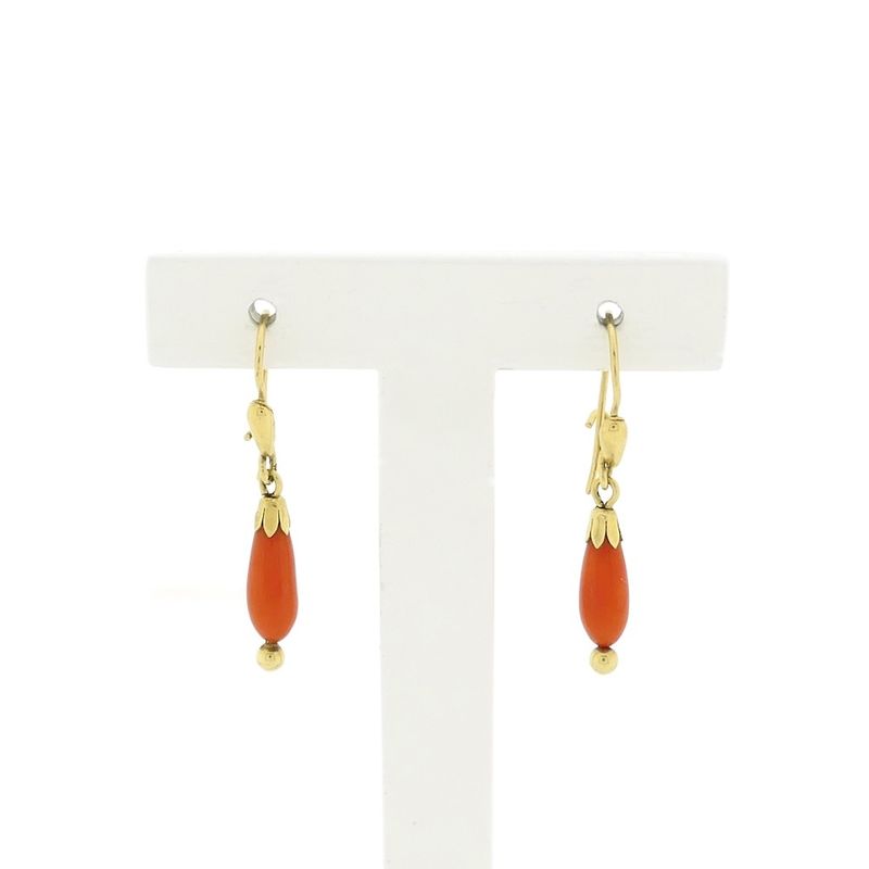 Image 1 of Gold earrings with red coral
