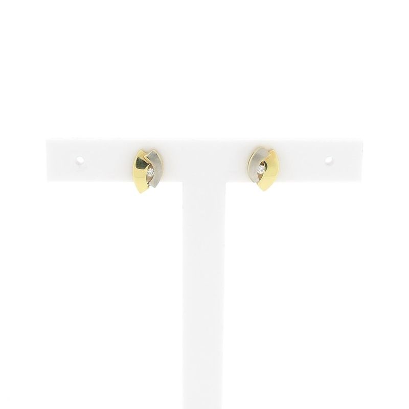 Image 1 of Bicolor gold stud earrings with zirconia