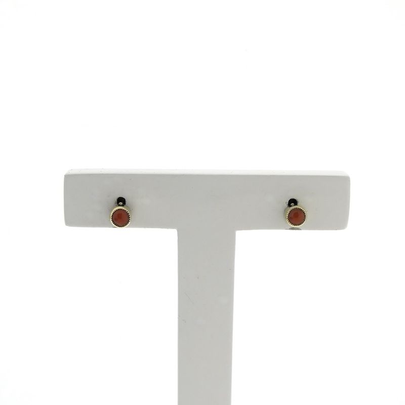Image 1 of Vintage gold stud earrings with red coral