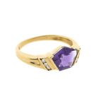 Image 5 of Gold ring with amethyst and diamond | 0.03 ct.