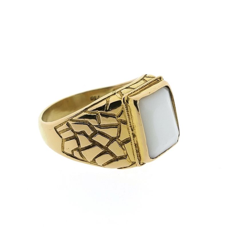 Image 3 of 18K Gold Nugget Ring with White Onyx | Men's