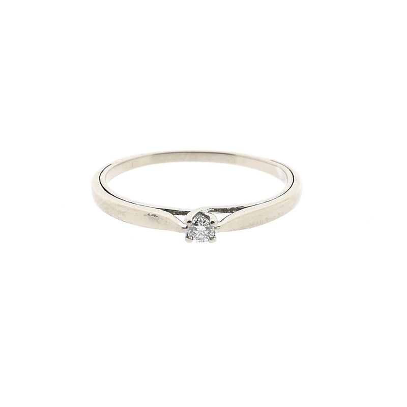 Image 3 of White Gold Engagement Ring with 0.07 ct Diamond; 14K; Size 18.5