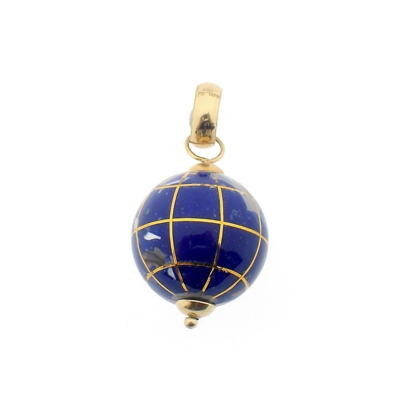 Image 1 of 18 carat gold globe pendant with enamel