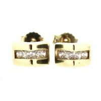 Gold stud earrings with zirconia