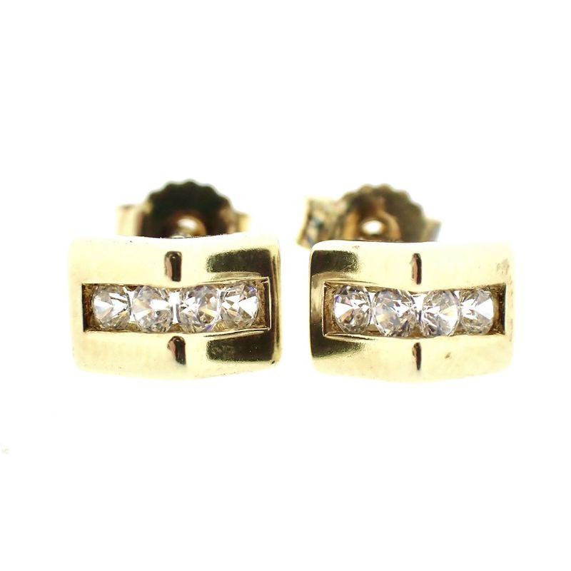 Image 1 of Gold stud earrings with zirconia