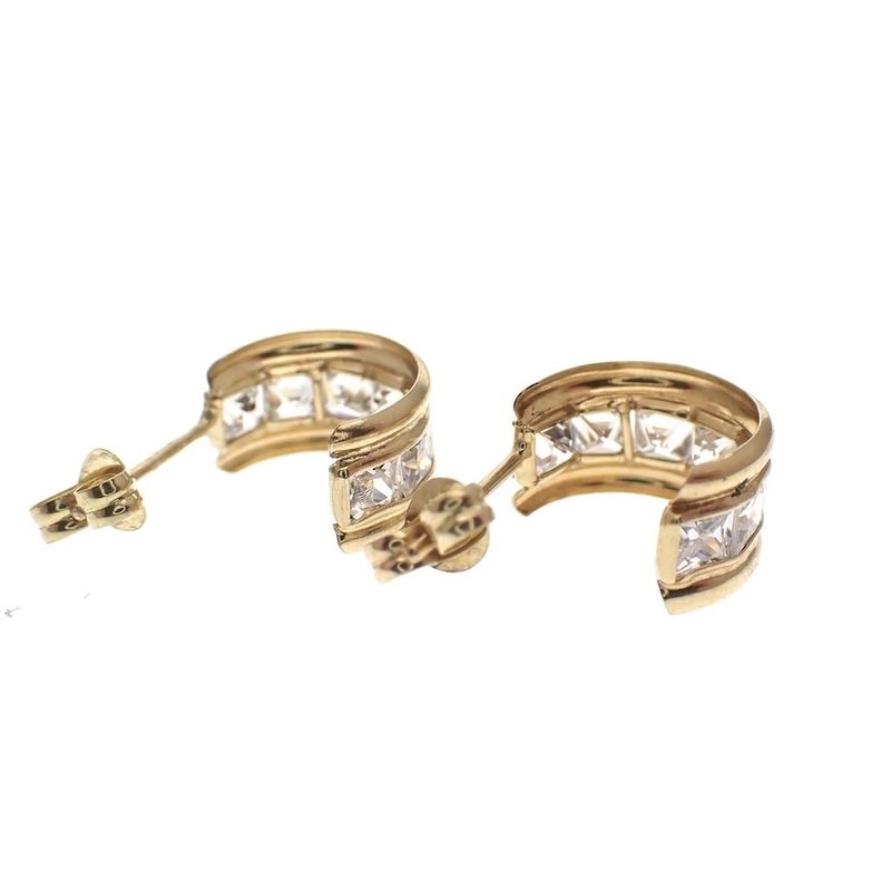 Image 4 of Gold semicircular stud earrings with alliance zirconia