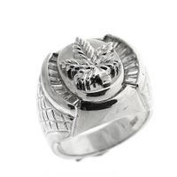 Silver men's ring | Cannabis leaf