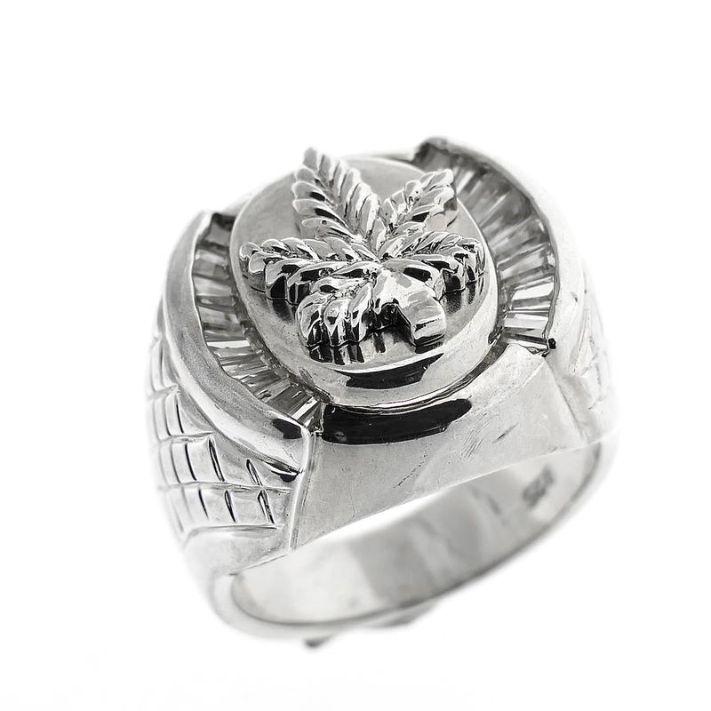Image 1 of Silver men's ring | Cannabis leaf