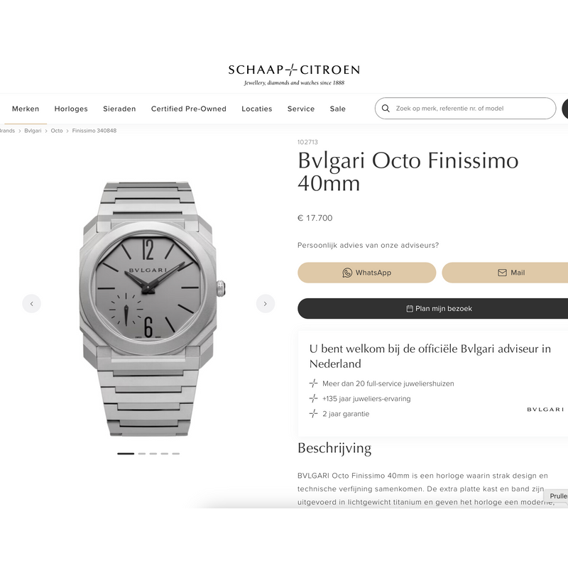 Afbeelding 15 van Bvlgari Octo Finissimo 40mm 102713; (Ultra Plat) Automatisch Heren Horloge
