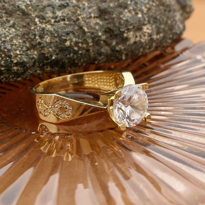 Gold Solitaire Ring with Zirconia Image 2 of Gold Solitaire Ring with Zirconia