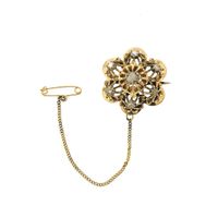 Gold brooch with rose-cut diamonds; Approx. 0.40 ct.