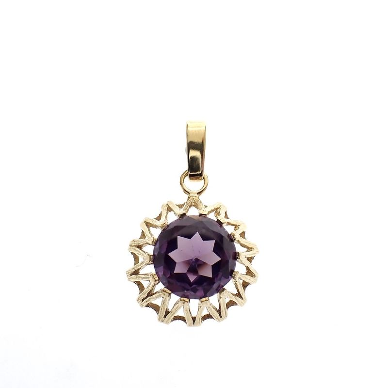 Image 1 of Gold pendant with large amethyst