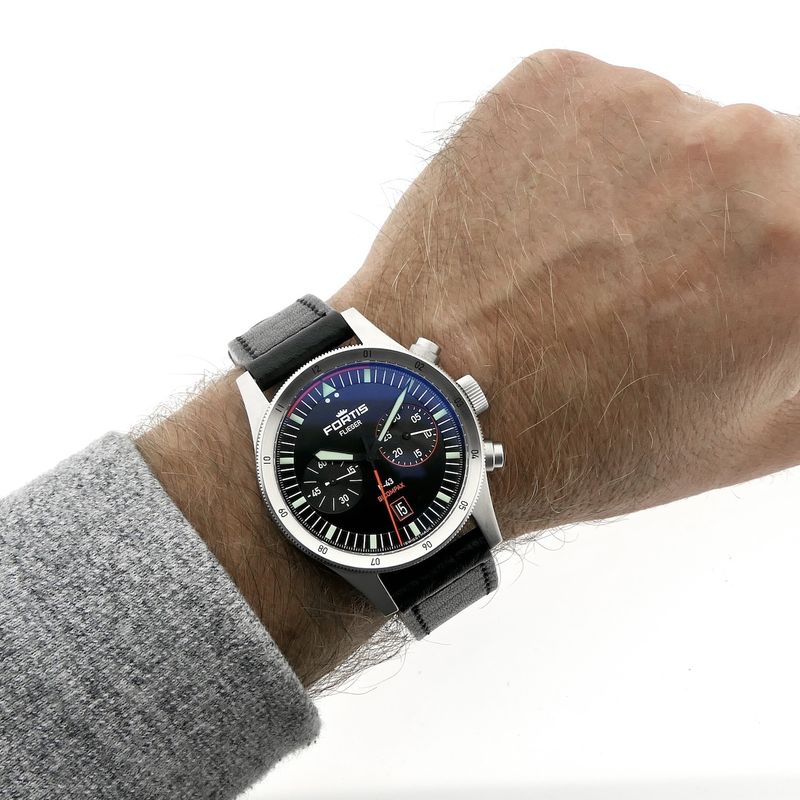 Image 9 of Fortis Flieger F-43 Bicompax F4240005; Automatic chronograph men's watch