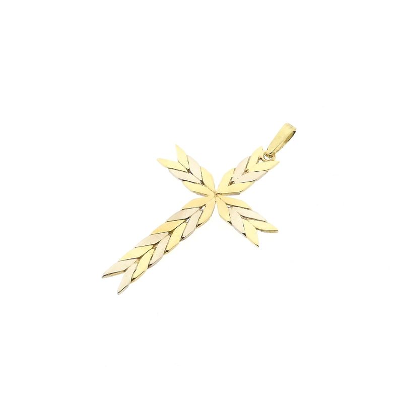 Image 4 of Two-tone gold braided pendant of a cross