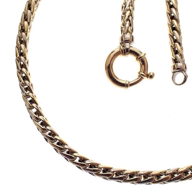 Image 4 of Two-tone gold braided necklace; foxtail link | 45 cm