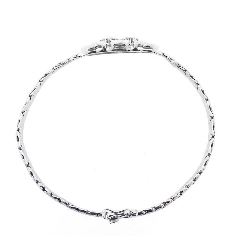 Image 4 of White gold cobra link bracelet with diamonds; 0.28 ct.