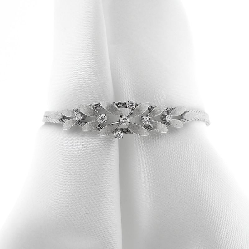 Image 2 of White gold link bracelet with diamond; 0.35 ct.