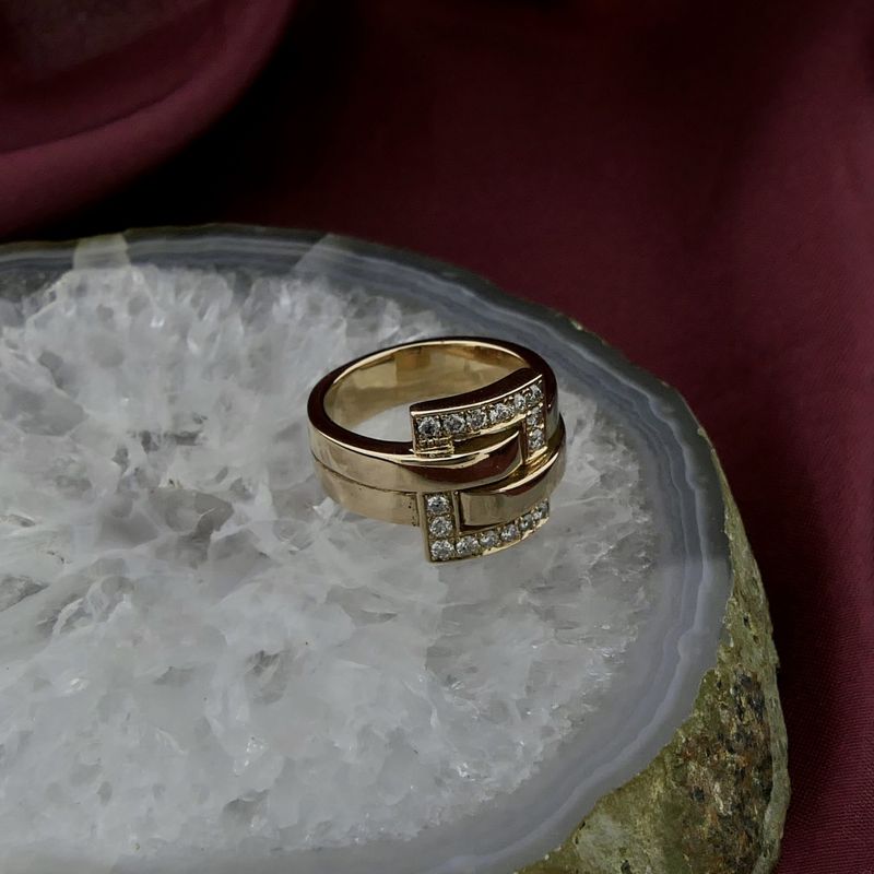 Image 6 of Rose gold ring with diamond buckle; 0.40 ct.