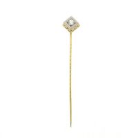 Two-tone lapel pin, tie pin with diamond | 0.16 ct.