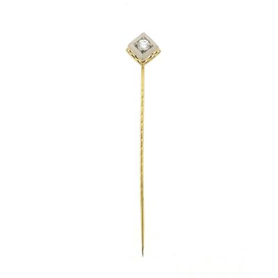 Image 1 of Two-tone lapel pin, tie pin with diamond | 0.16 ct.