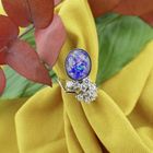 Image 2 of White gold cocktail ring with diamond and triplet opal