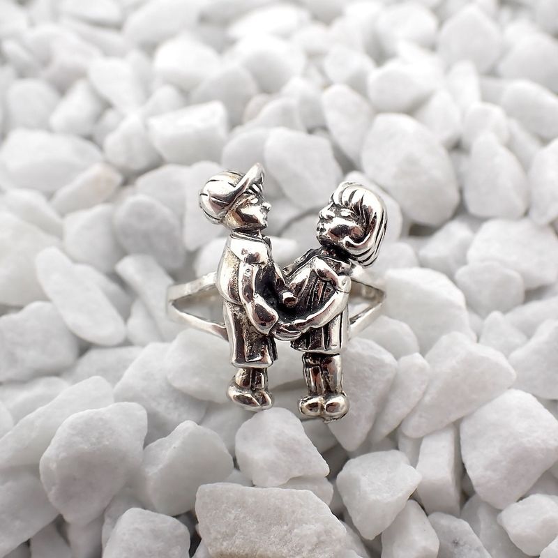 Image 2 of Silver ring with movable figures