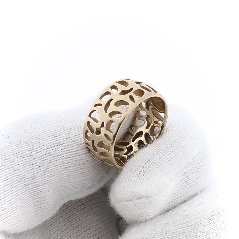 Afbeelding 6 van Vintage brede gouden ring met een open patroon