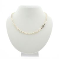 Vintage/antique pearl necklace with 18K white gold clasp | 59 cm