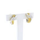 Image 6 of Bicolor gold fantasy stud earrings with diamonds; 0.15 ct.