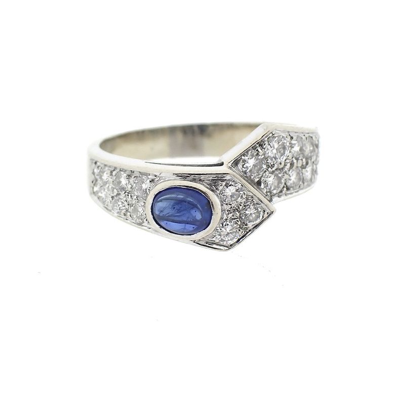 Image 4 of White gold ring with sapphire and diamonds 0.61 ct.