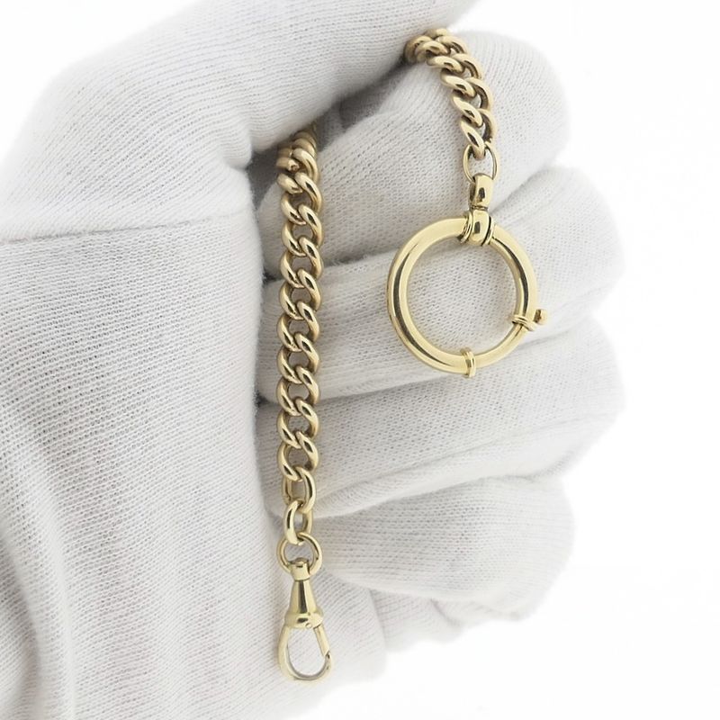 Image 8 of Solid vintage gold watch chain; Chatelaine (for a pocket watch)