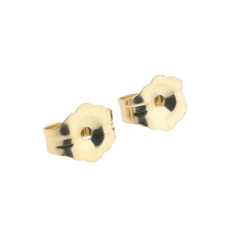 Image 6 of Gold stud earrings with synthetic purple gemstone