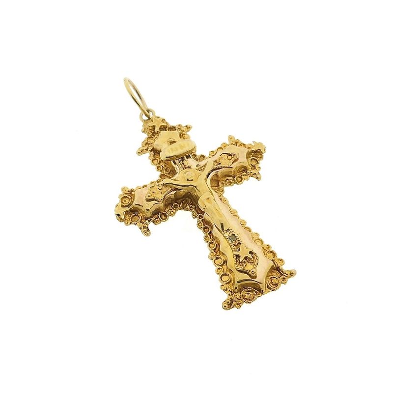 Image 7 of Gold antique pendant of a cross with corpus | INRI