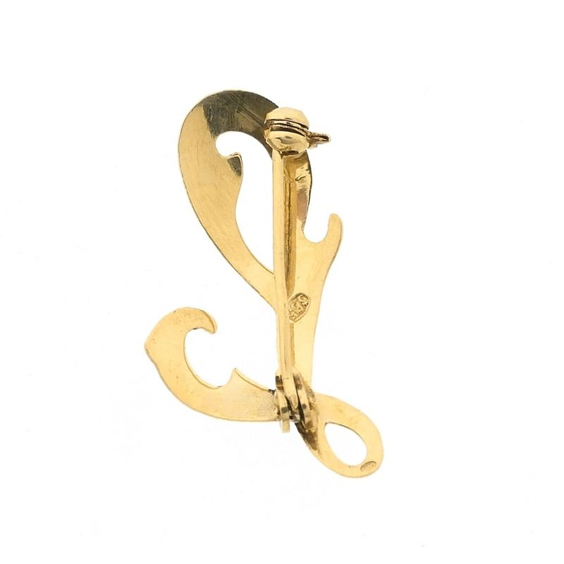Image 4 of Gold letter brooch; letter J