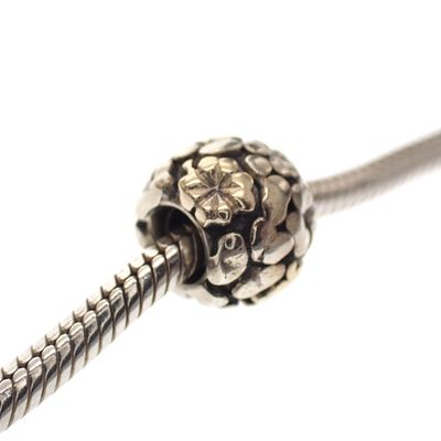 Image 2 of Pandora charm; Silver with gold; Golden Clover