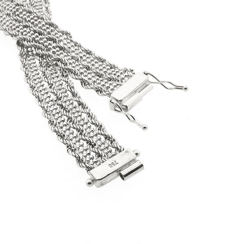 Afbeelding 4 van Witgouden kabelschakel armband | 19 cm