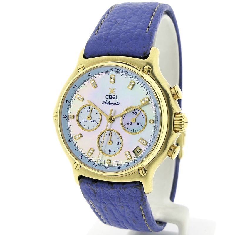 Image 9 of Ebel 1911 El Primero Chronograph; 18k gold watch with mother-of-pearl dial and diamonds