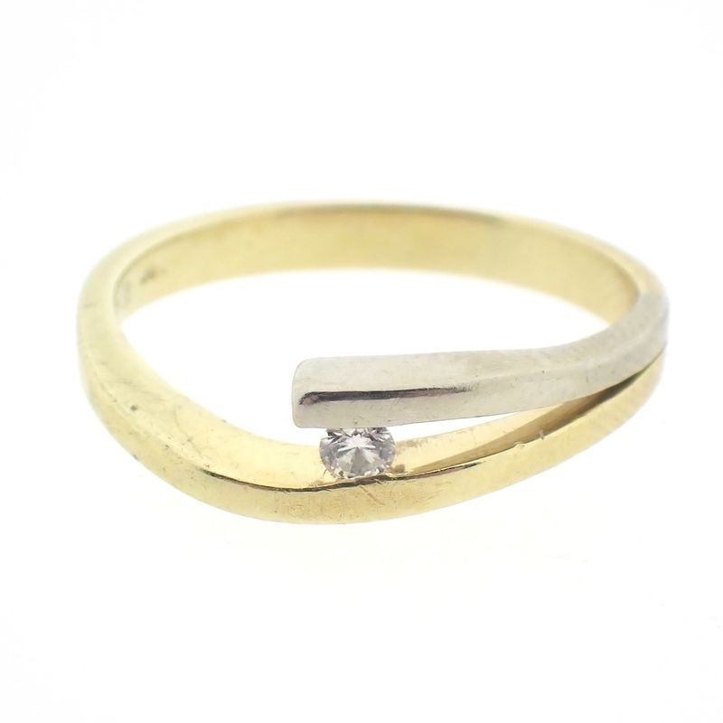 Image 6 of Two-tone gold subtle ring with diamond; 0.04 ct.