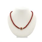 Image 1 of Blood coral bead necklace with gold clasp; Antique | 43.5 cm