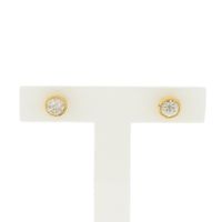 Gold stud earrings with zirconia
