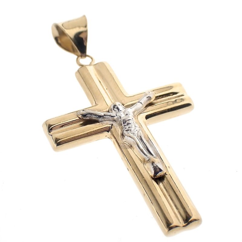 Image 5 of Two-tone gold pendant of a cross with corpus