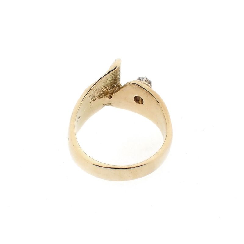 Image 3 of Golden abstract fantasy ring with diamond 0.06 ct.