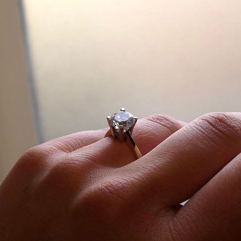 Image 7 of Gold Engagement Ring with Zirconia; 14 Karat; Size 16.5
