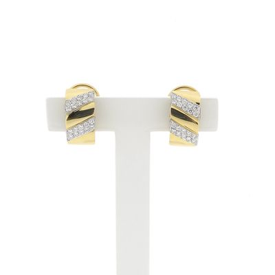 Image 1 of Gold stud earrings set with diamonds; 0.70 ct.